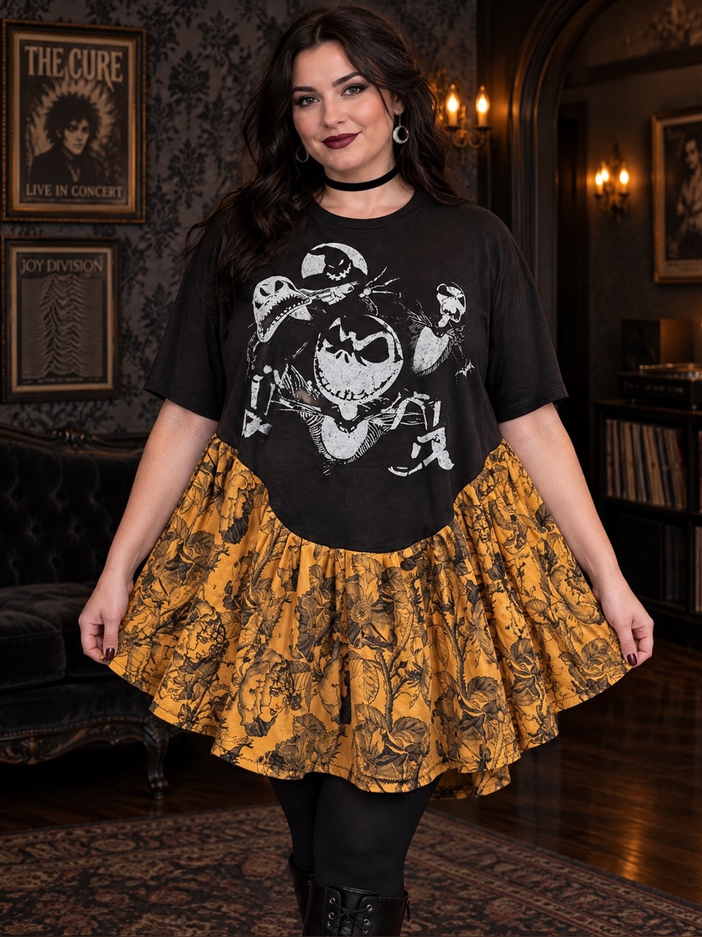 Nightmare Before Christmas boho ruffle hem hippie t-shirt